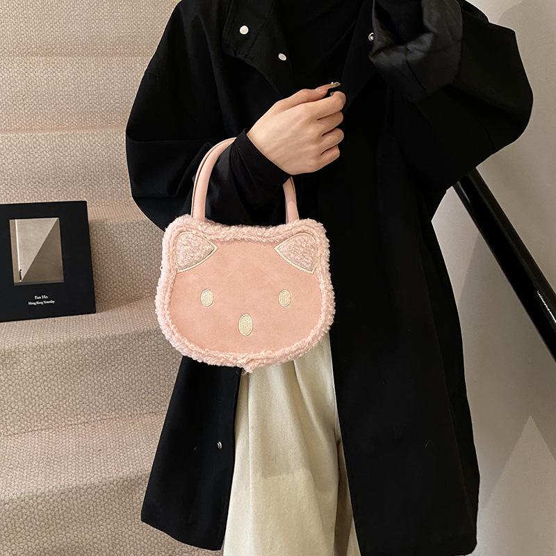 

Cute Hello Kitty handbag girly heart large capacity plush small tote bag going out versatile cartoon hand bag 20*10*16 розовый