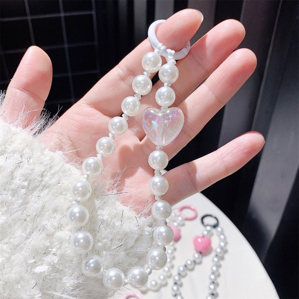 INS Charm Jewelry Pearl Lanyard Bracelet Phone Pendant Keychain for Bag Cellphone Strap Keyring Hanging Chain Buckle