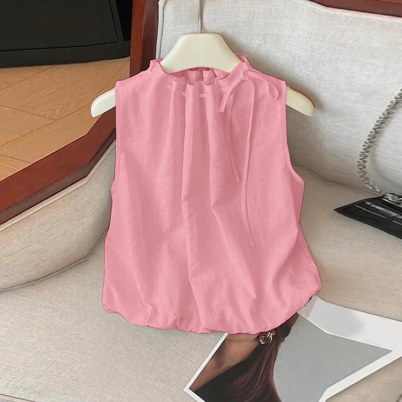 

ZANZEA Жіночі повсякденні топи без рукавів з круглим вирізом вільного крою 5XL рожевий