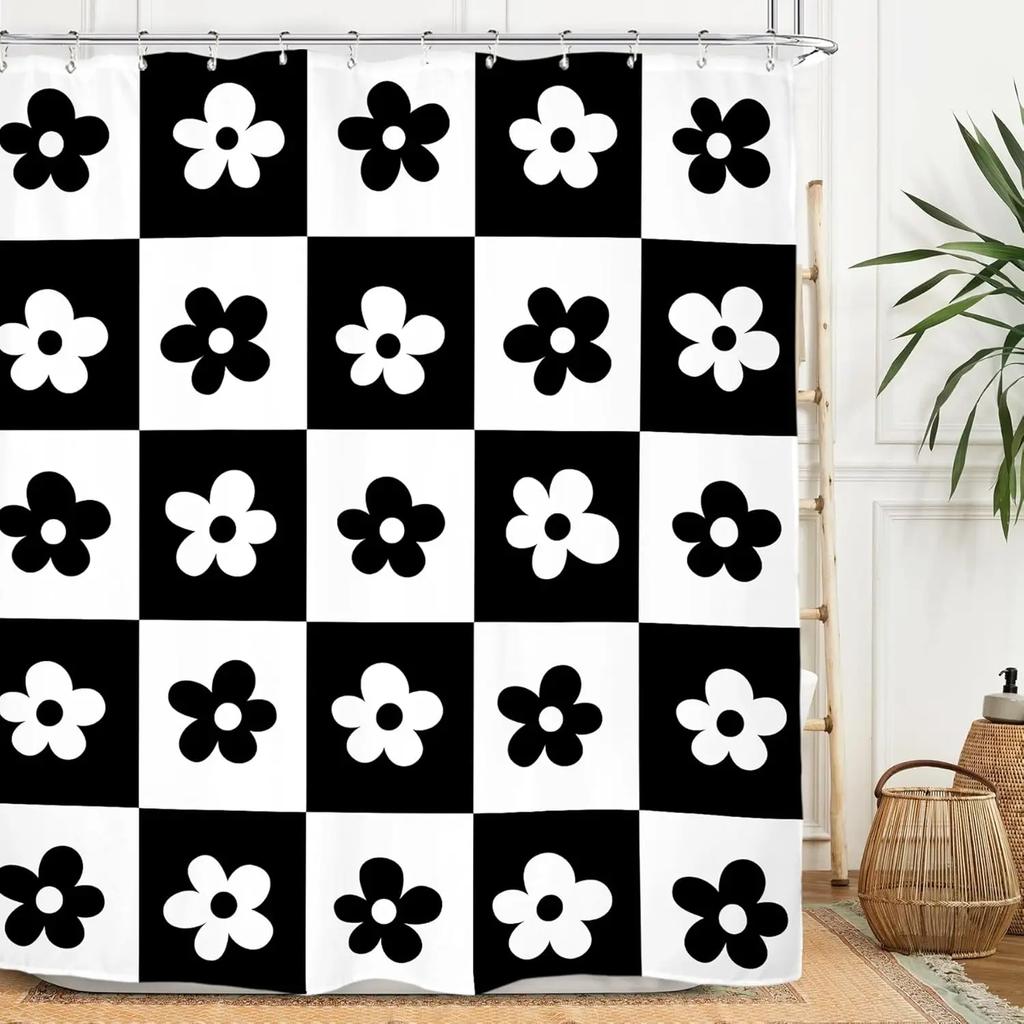 Vintage Shower Curtain Suit Color Abstract Swirl Fashion Polyester Waterproof Bathroom Shower Curtain with 12 Hooks 180X180CM