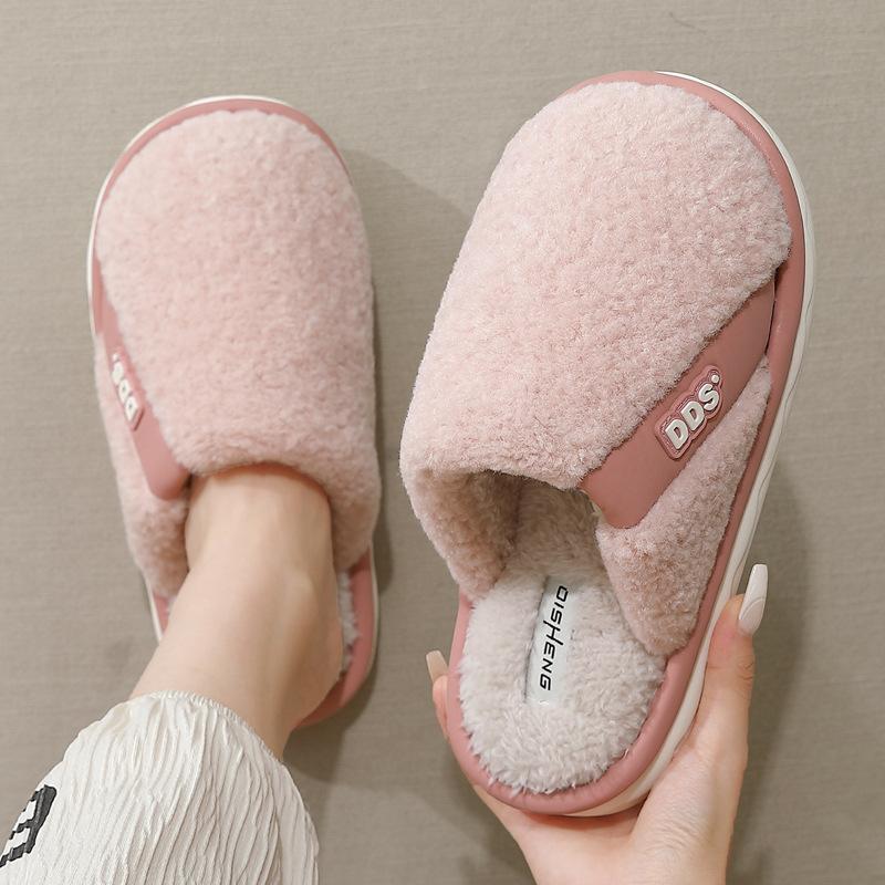 Plush cotton slippers season women's indoor home household men's plush warm non-slip plush slippers men