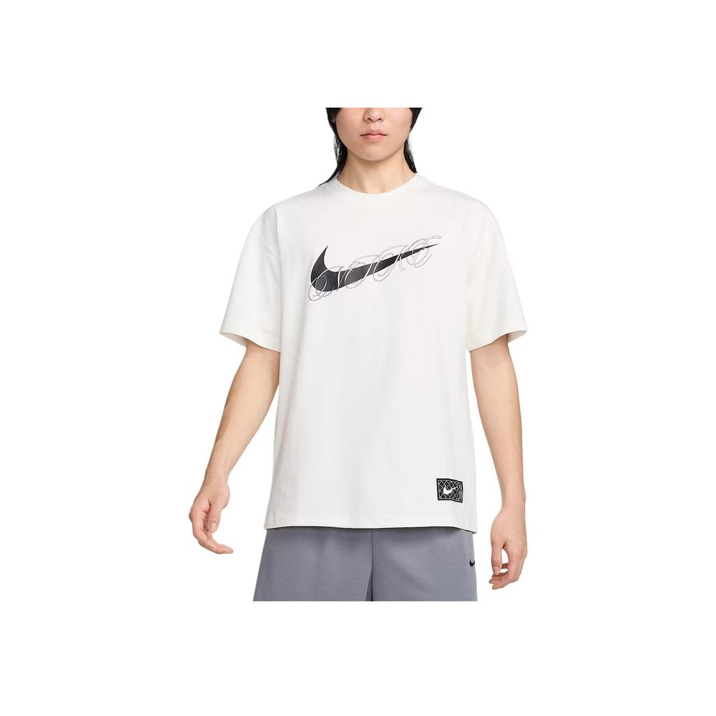 Nike Logo Print Round Neck Pullover Loose Short Sleeve Drop Shoulder T-Shirt Men Tops White FV8399-133