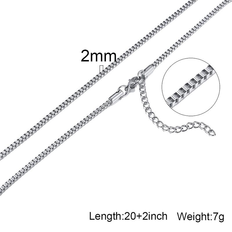 1/2/3mm Box Chain Necklaces for Men Women,Delicate Square Stainless Steel Chains Links Collars,Jewelry Gift 18To24 Inch