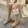 Long tube boots for women 2025 new autumn over knee snow boots knight boots with plush thick heels and slim boots