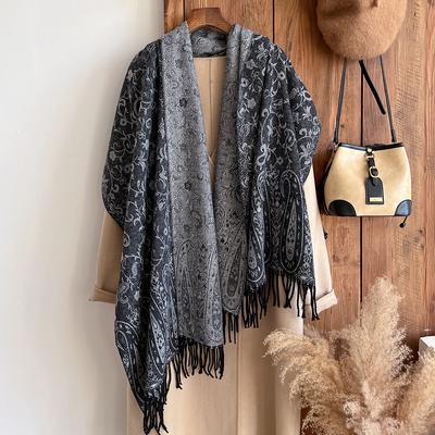 Winter National Style Tassel Blanket Paisley Design Thick Pashmina Warm Shawl Print Scarf Women Keep Warm Poncho Stoles