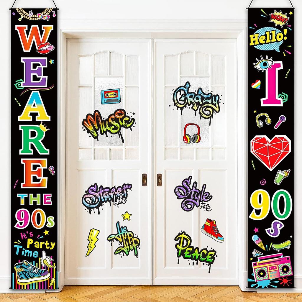 Blulu 70s 80s Party Decoration 90s 80s Banner I Love 1980s Backdrops Back to The 1980s 1970s Hanging Porch Signs for Wall Door Decor Hip Hop Rock
