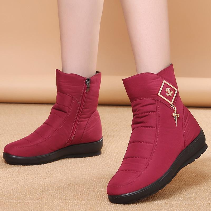 

Fashion Women Winter Warm Breathable Shoes Comfortable Mid Calf Boots Waterproof Non-Slip Boots Zipper Cotton Boots 35 красный