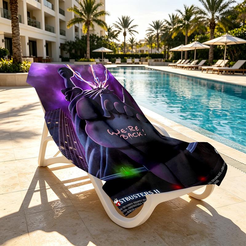 Ghostbusters Print Beach Towel Design, Soft, Lightweight. for Home Bathroom, Spa, Pool, Yoga, Surfing, Camping, Gift for Family, Friend