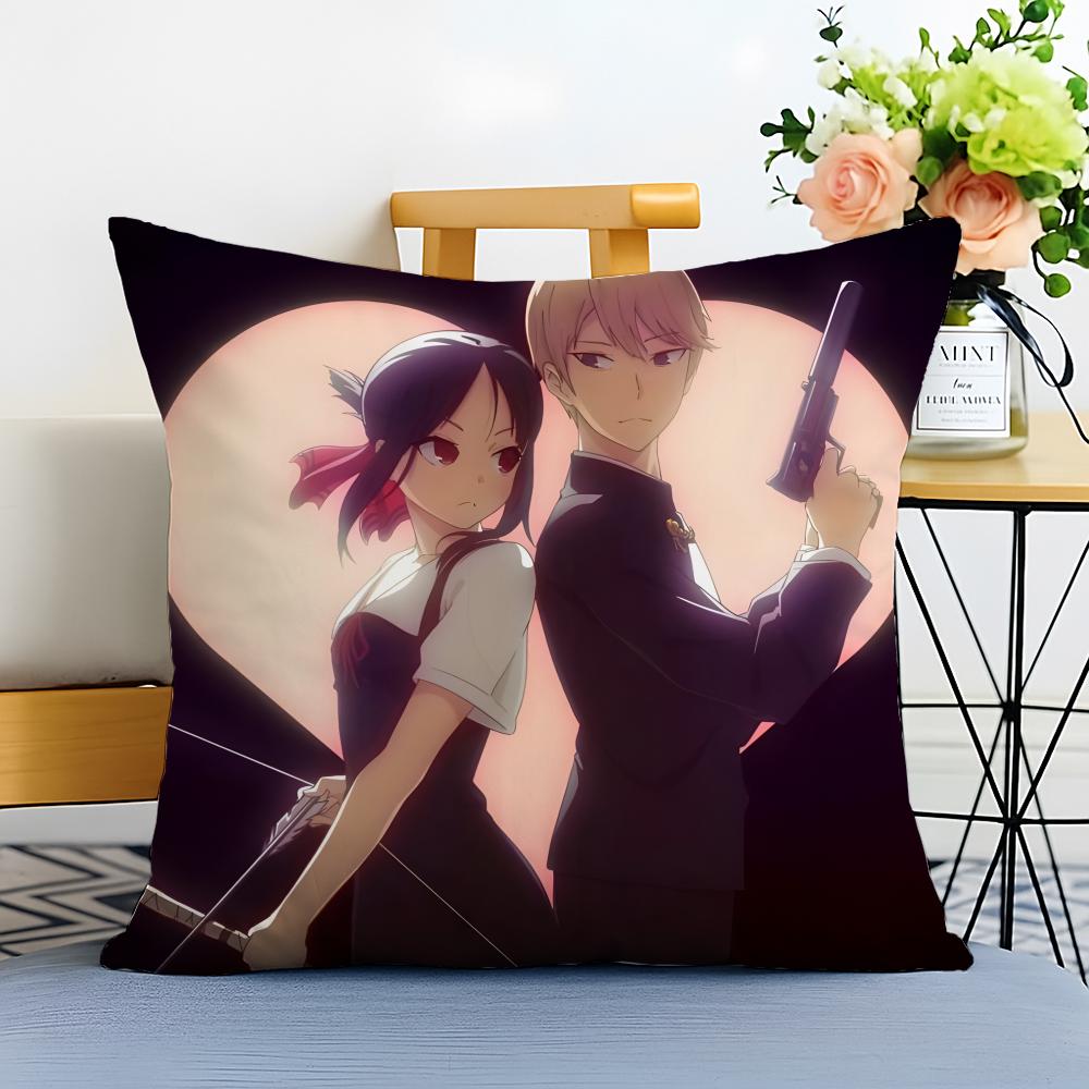 KKaguya sama Love is War Cushion Cover Washable Linen Pillowcase Soft  for Sofa Bed Cozy Home Room Decor