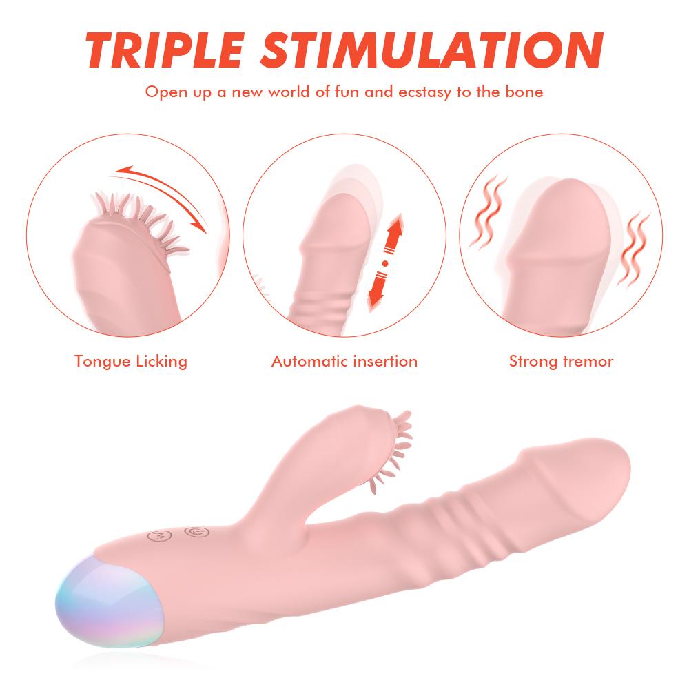 Vibrator pentru femei 2 în 1 Mașină de lins Stimulator de clitoris G-Spot Puternic vibrator Dildo Baghetă Femeie Clitoris Sucker Jucării sexuale pentru adulți