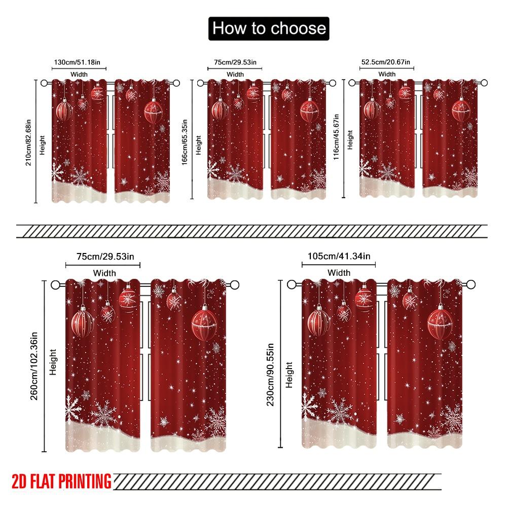 2pcs,2D Plane Printing Popular Curtain Panels Christmas Ornaments Snowflakes Festive Holiday (2) Versatile Durable Polyester