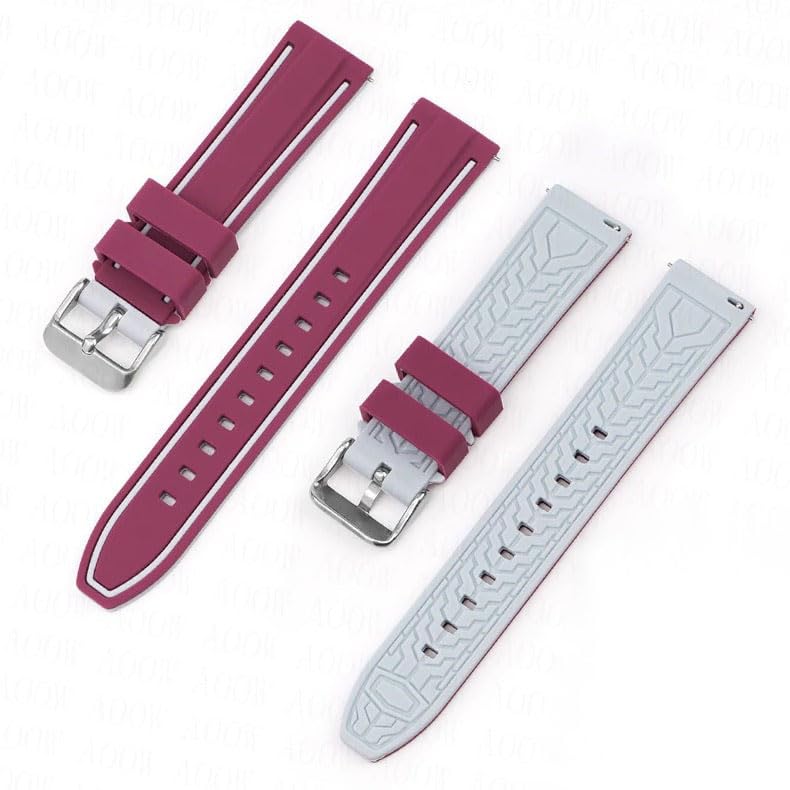 Swatch X OMEGA Compatible Rubber Strap with Double Lines (Wine Red/Gray Lines)