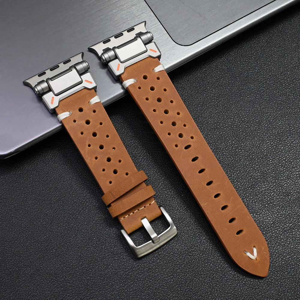 Luxury Leather Band for Apple Watch Ultra 3 49mm 11 46mm Bracelet for iWatch ultra 2 49MM Series 9 8 7 se 6 45mm 44mm Watchband