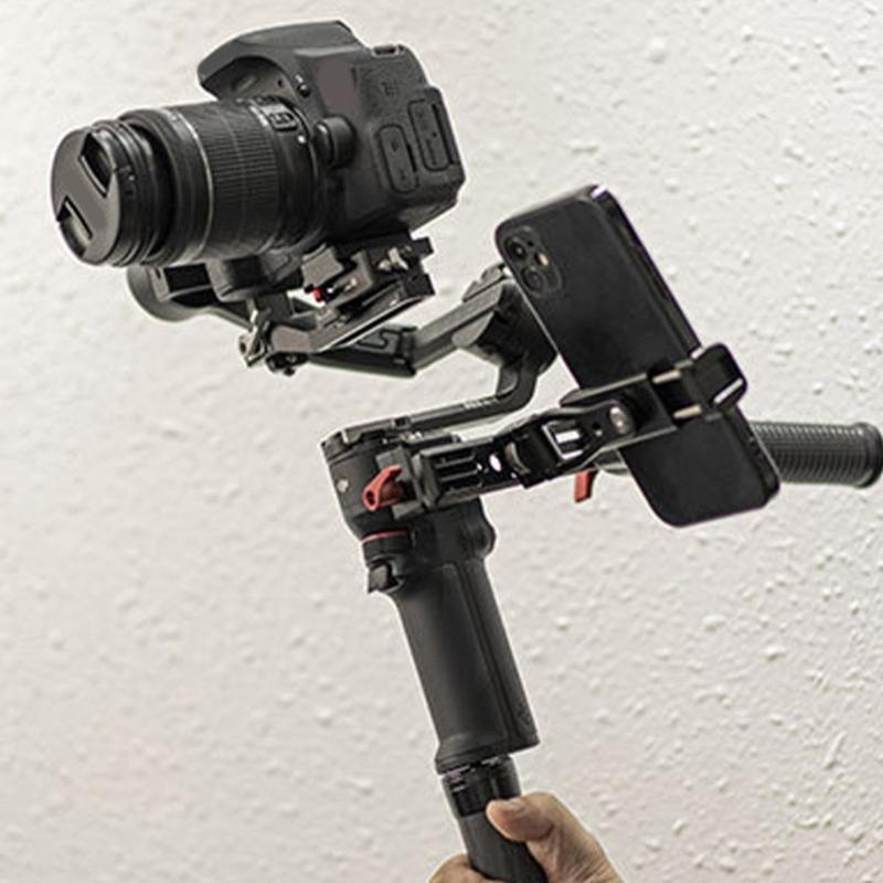 Universal Aluminum Phone Mount Double Cold Shoe Adapter 360 Rotate Design for Video Photography & Video Recording