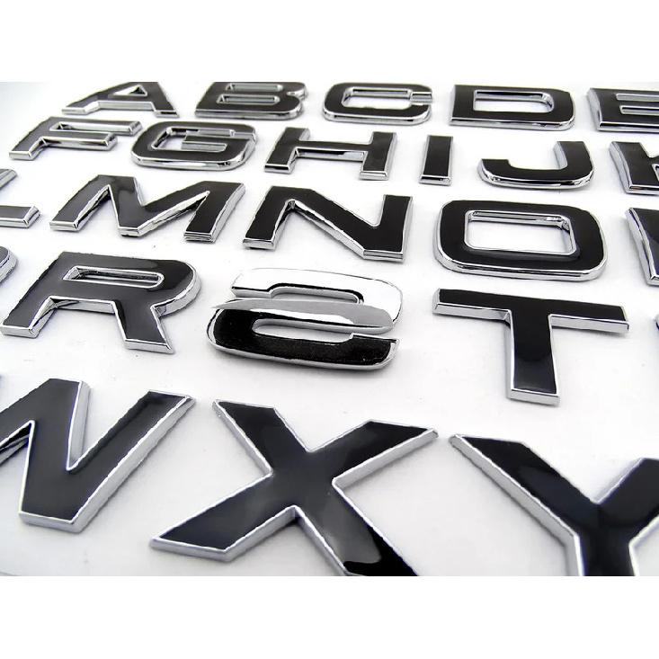 A-Z luxury black 3d letters bonnet and trunk car sticker vehicle emblems decals for RANGE ROVER OVERFINCH KAHN cars