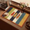 Pastel Oil Painting Plaid Drying Mat Feeling Label Print Non Slip Absorbent Pad For Espresso Kitchen Worktop Kitchen Mat