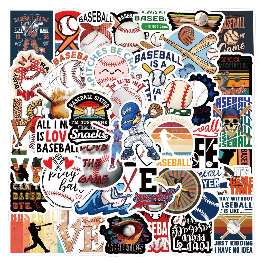 60 Cool Baseball Sports Cartoon Graffiti Stickers for DIY Decoration – Perfect for Water Bottles & Skateboards.