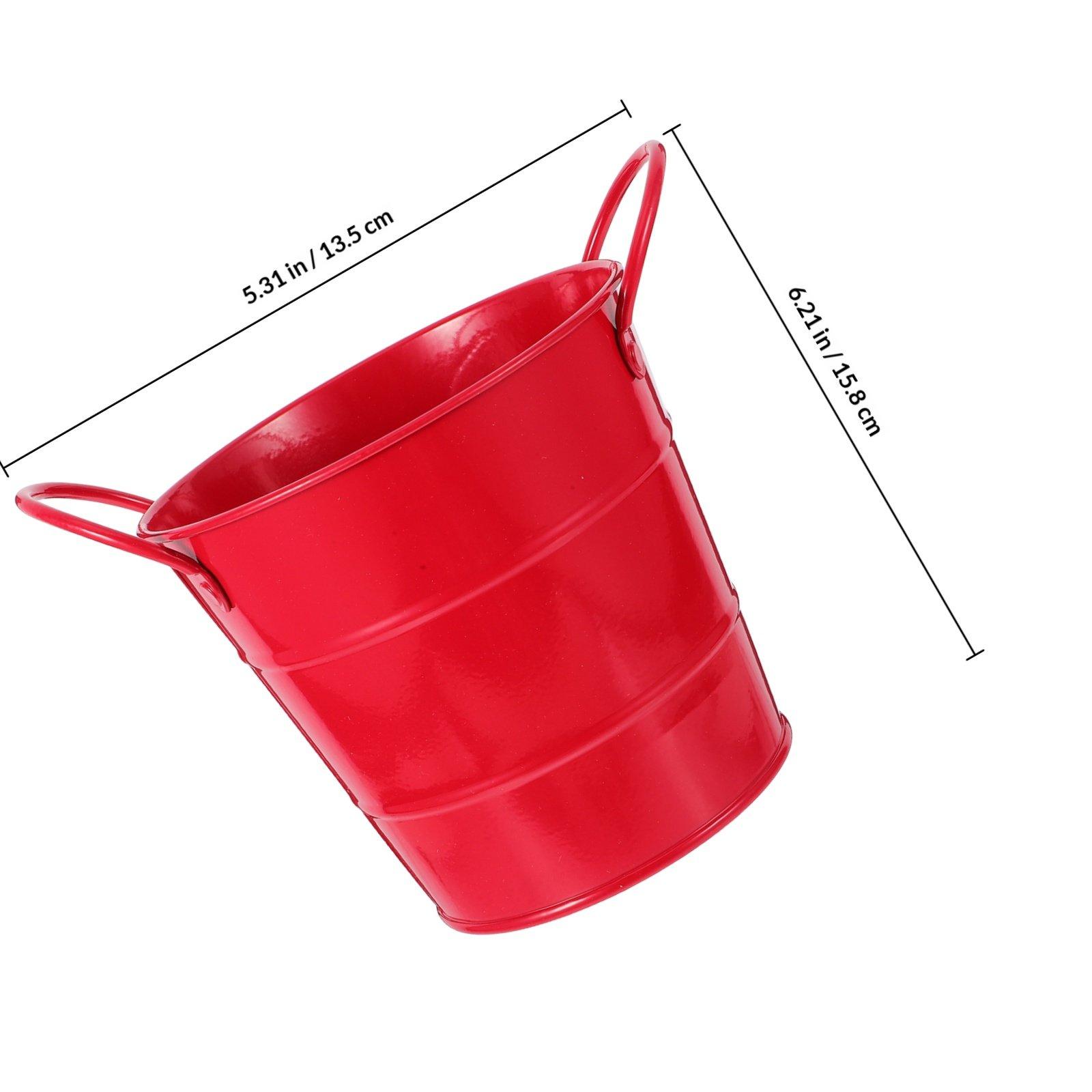 

Small Galvanized Trash Can Metal Bucket Rustic Tabletop Wastebasket Pen Cup Holder Makeup Brush Holder Succulent Planter Desk красный