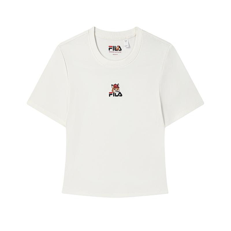 

Fila Повседневная футболка приталенного кроя с круглым вырезом и удобными короткими рукавами для женщин, цвет облачно-грибной-белый F11W529120FWT XS