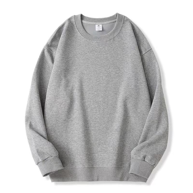 Pure White Heavyweight Cotton Pullover Sweatshirt - Round Neck, Korean Style