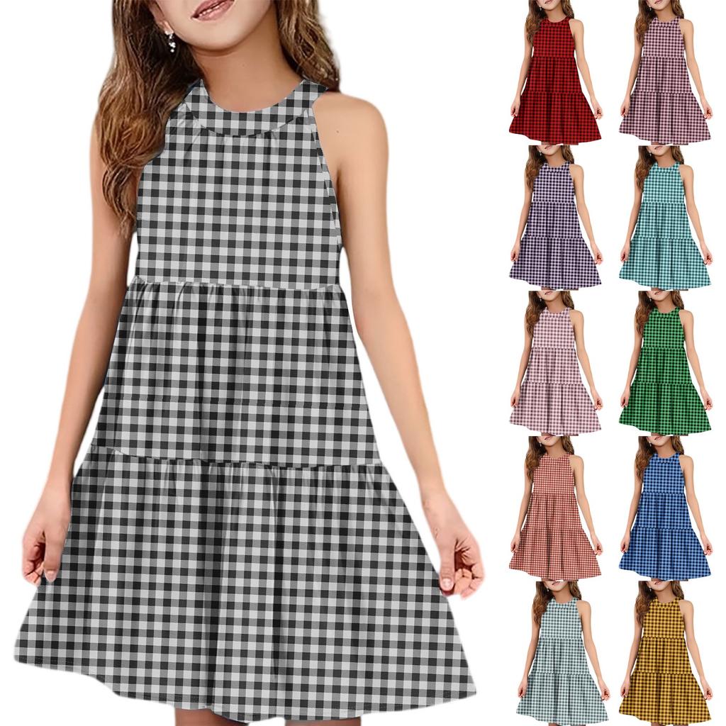 Children's Summer Casual Fashion Round Neck Sleeveless  Dress
