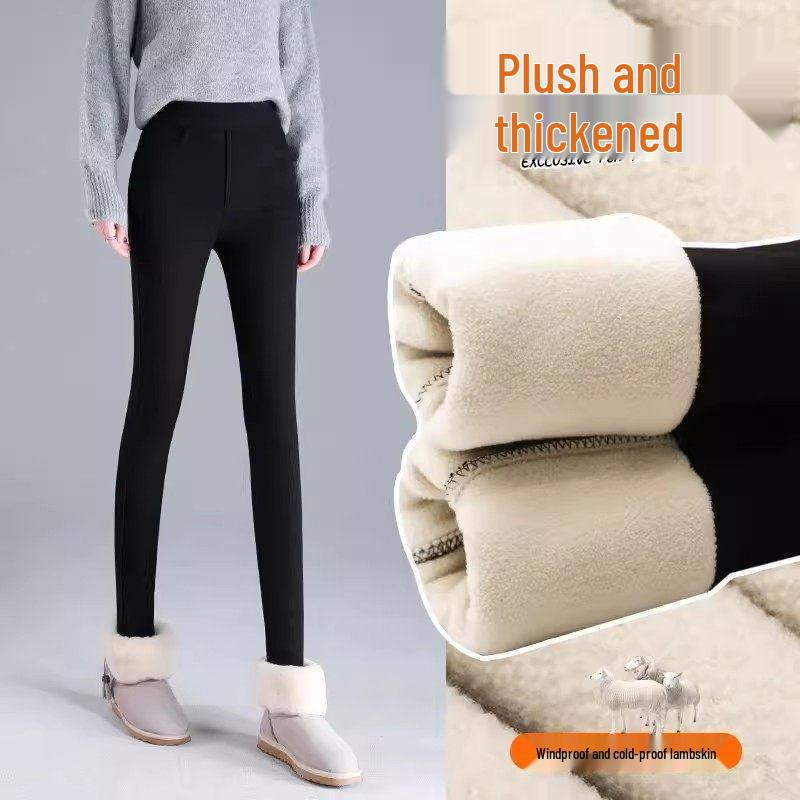 

Lambswool Women s Elastic Slimming Pencil Pants with Plus Velvet - Autumn/Winter 2025 Collection, Black 2XL (126-135 jin)
