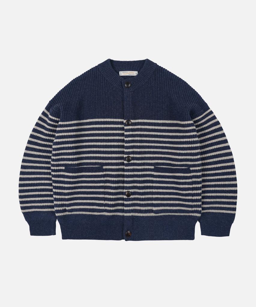 Frizmworks Wool Stripe Round Cardigan _ Navy