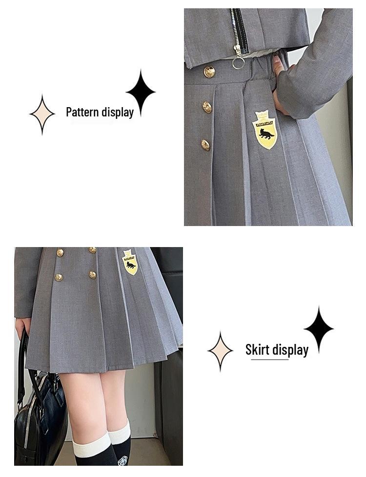 Höst 2025 Flickors Trendiga JK Uniform Kjolset - Akademi-stil Tvådelat för Mellan- och Stora Barn