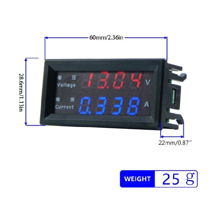 LED Voltmeter Ammeter Red & Blue Digital Multimeter Display Voltage Current Test