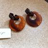 Vintage Maillard Coffee Silver Needle Earrings Fashion Versatile Niche Hong Kong Style Earrings Light Luxury Premium Autumn and Winter Earrings