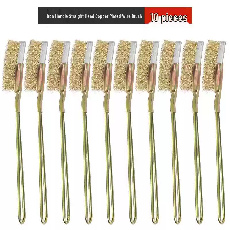 Iron Handle Wire Brush for Cleaning and Rust Removal - Bent Head, Stainless Steel, Nylon, Mini Size
