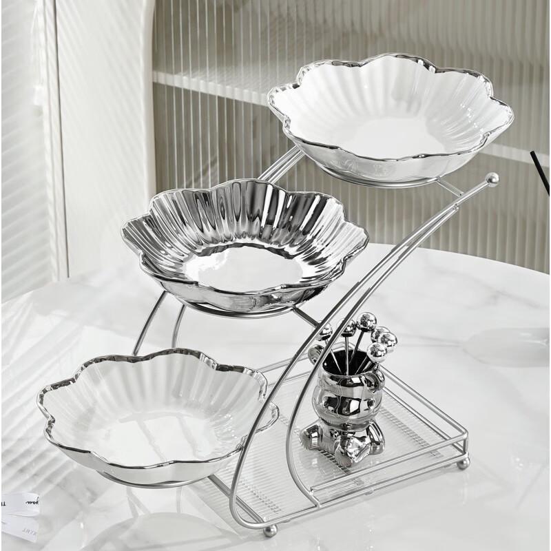 Light Luxury Tiered Ceramic Fruit Plate