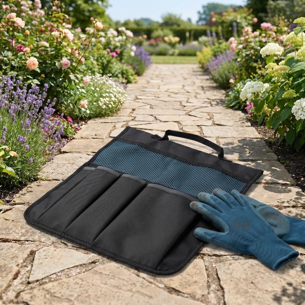 600D Oxford Cloth Garden Stool Bag Foldable Portable Garden Stool Storage Pouch Heavy Duty Black Garden Tool Pouch