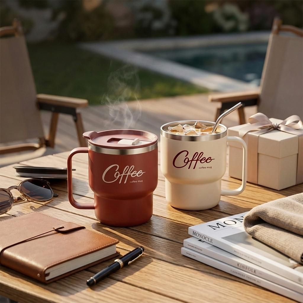 Sealed Thermal Water Cup With Handle Portable 304 Stainless Steel Double Insulated Coffee Mug Travel Office Milk Coffee Cup