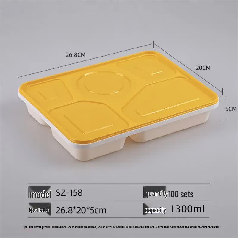KLCX Disposable 5-Compartment Meal Prep Containers with Lids