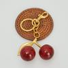 Golden Cherry Bag Pendant Keychain Keychain Resin Pendant Zinc Alloy Chain for Purse Wallet Key Accessory