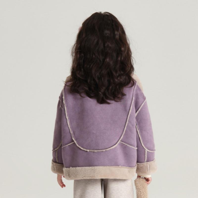 Winter Neuer Mädchen Fleecegefütterter Verdickter Mantel