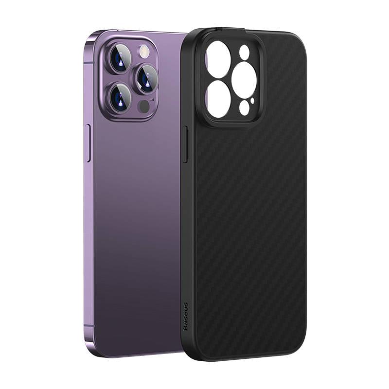 Magnetyczne Etui Baseus Synthetic Fiber Series Do Iphone 14 Pro (Czarne) +Szkło Hartowane +Zestaw Czyszczący
