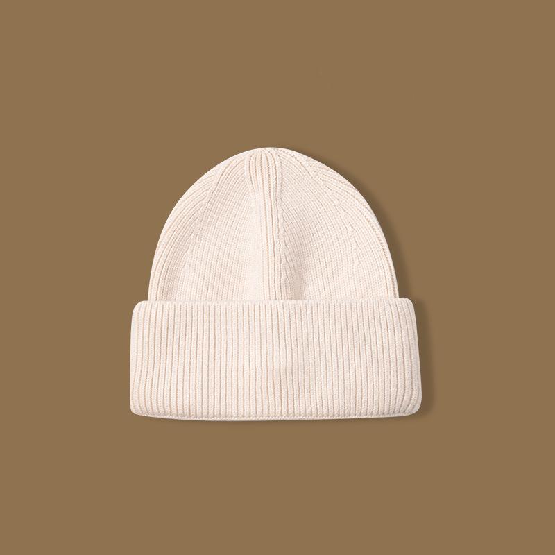 High Quality Solid Color Hat Women's Autumn and Winter Wool Hat Warm Ear Protection Cold Hat Versatile Face Small Knitted Hat Men's Windproof