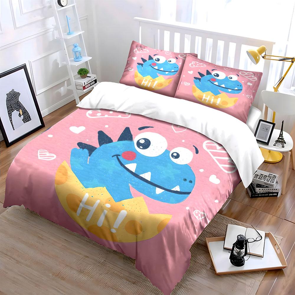 "Playful Dinosaur Kids Decor Set" Exquisite three-piece bedding set gift for kids and adults