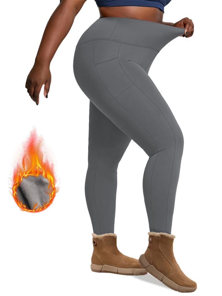 Plus Size Autumn and Winter Velvet Yoga Pants Women's High Waist Nine-point Fitness Winter Yoga Pants with Pockets