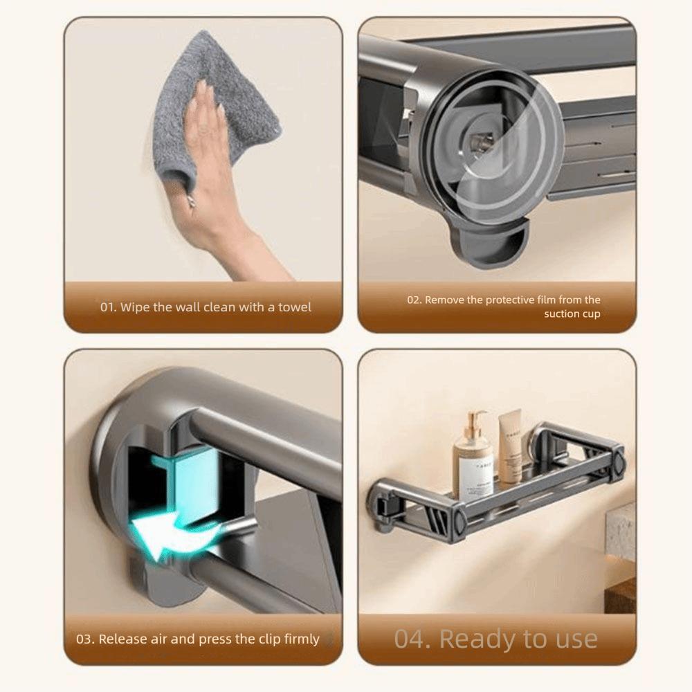 Wall Mounted Shampoo Storage Rack Carbon Steel Cosmetics Storage Rack  Bathroom