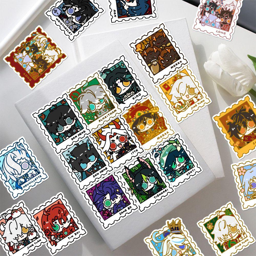 48PCS popular cute stickers featuring HSR (Honkai: Star Rail) and Genshin Impact, high-quality anime-style small stamps for DIY decals