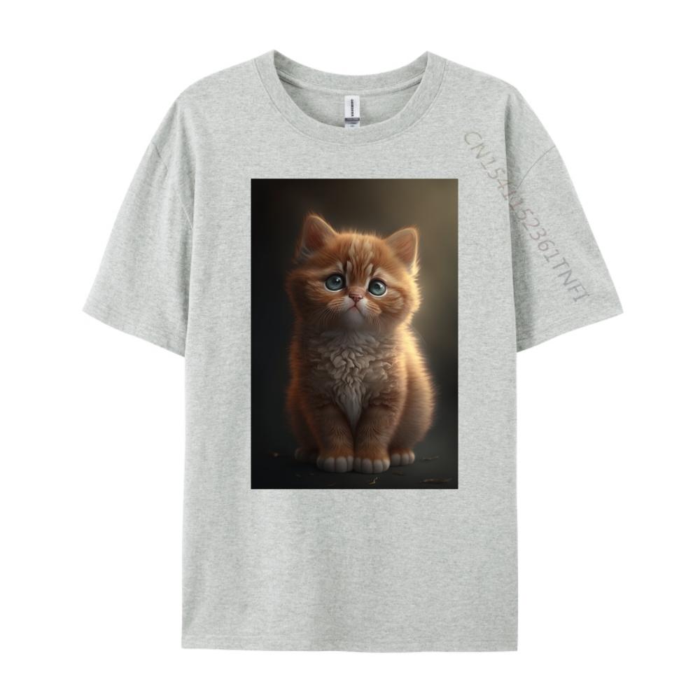 Cute Cat Kitten Luxury Clothing Men's Shirt Red And Black Graphic T Shirt Summer Original Mens T-Shirts Printed On