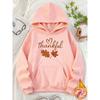 Women's Casual Maple Leaf Print Hoodie, Loose Pullover Sweatshirt for Daily Commute & Thanksgiving