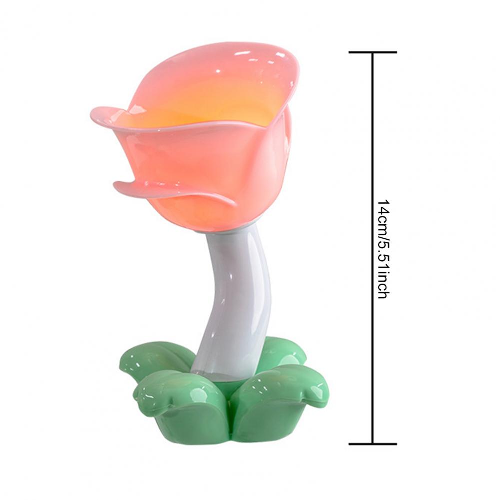 Tulip LED Night Light Creative Floral Bedside Lamp Warm Yellow Glow Bedroom Lamp Battery-Powered Table Lamp