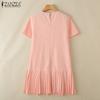 ZANZEA Womens Summer Doll Collar Casual Short Sleeve Dress