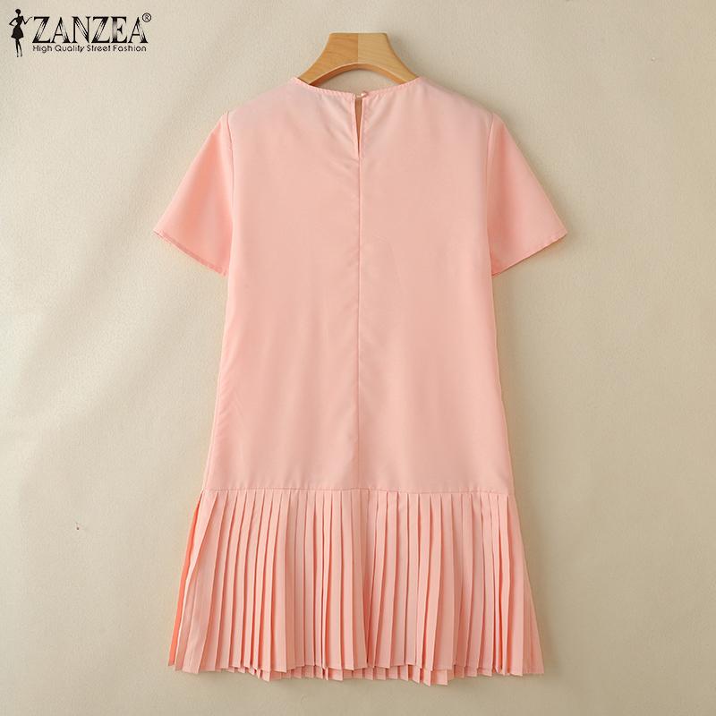 ZANZEA Womens Summer Doll Collar Casual Short Sleeve Dress