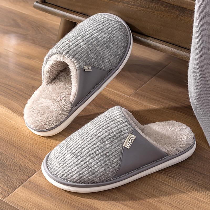 Winter Slippers Men's Home Leisure Comfortable Indoor Slippers Soft Warm Cotton Slippers Comfortable Plush Slippers