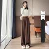 2026 High-End Black Women's Petite Wide-Leg Drape Suit Pants for Spring/Summer